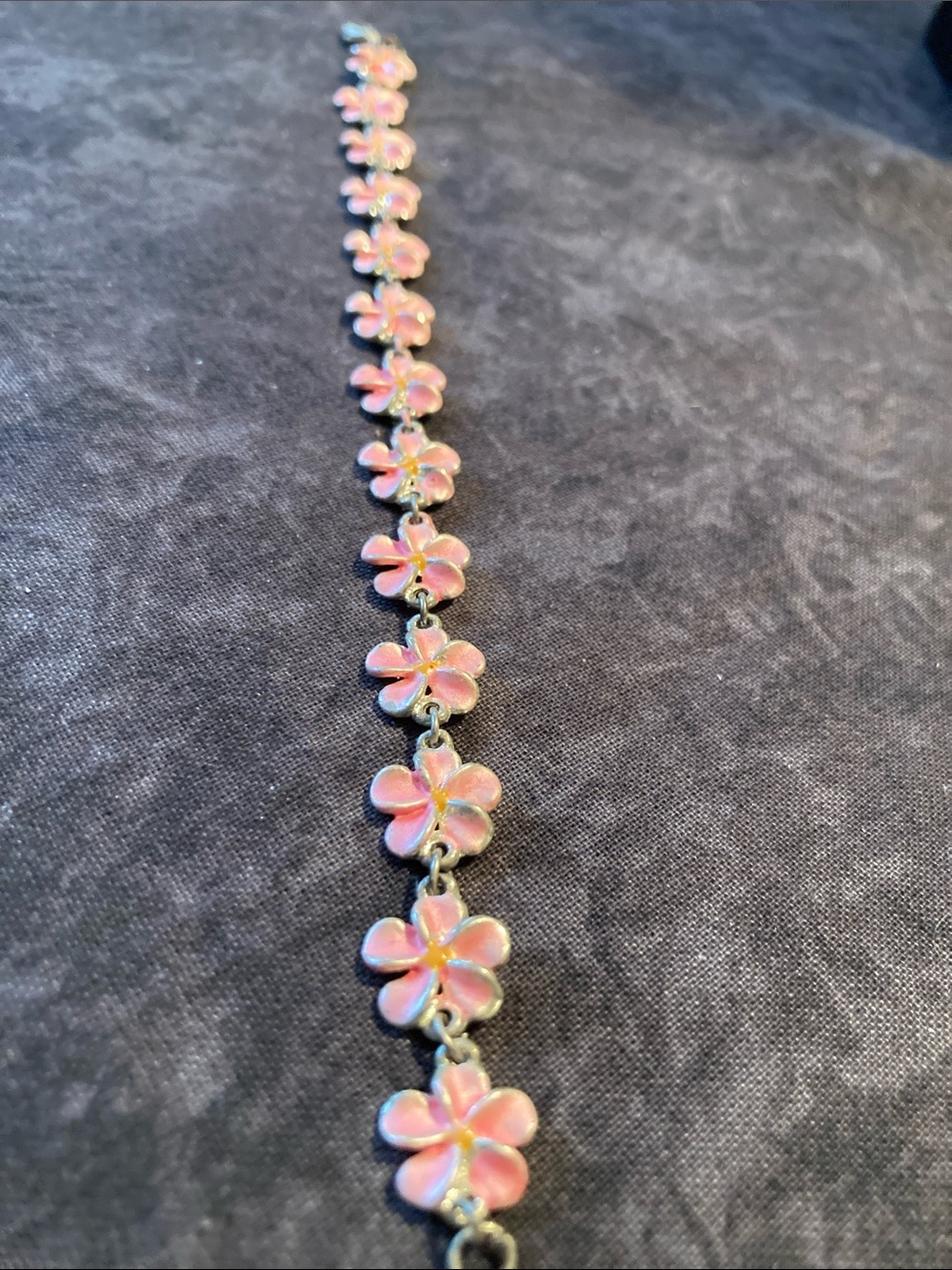 Pink Floral Link Bracelet - Women Jewelry